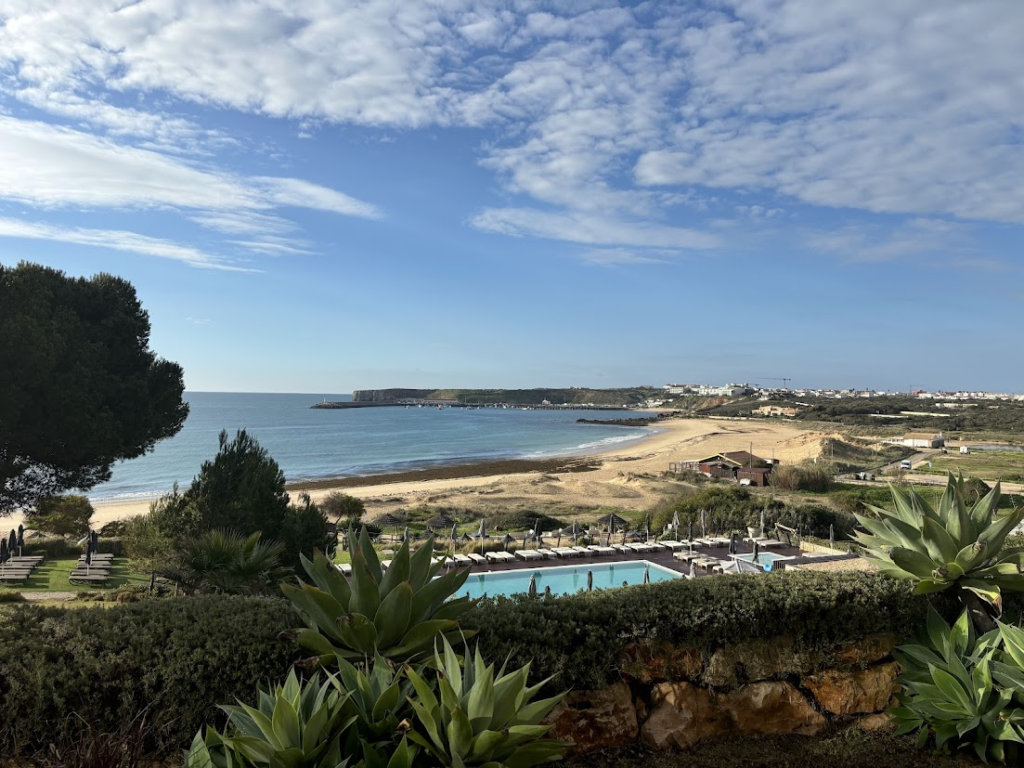 Family resort pool overlooking the atlantic ocean