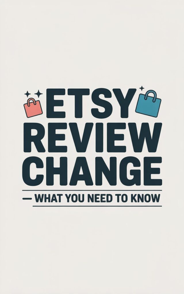 Etsy Review Change: What You Need to Know - Guide with shopping bags and stars on beige background